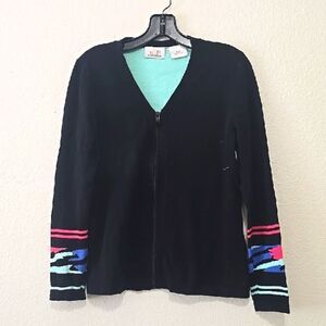 EP Pro Black and Multicolor Women's Golf Cardigan Sweater M